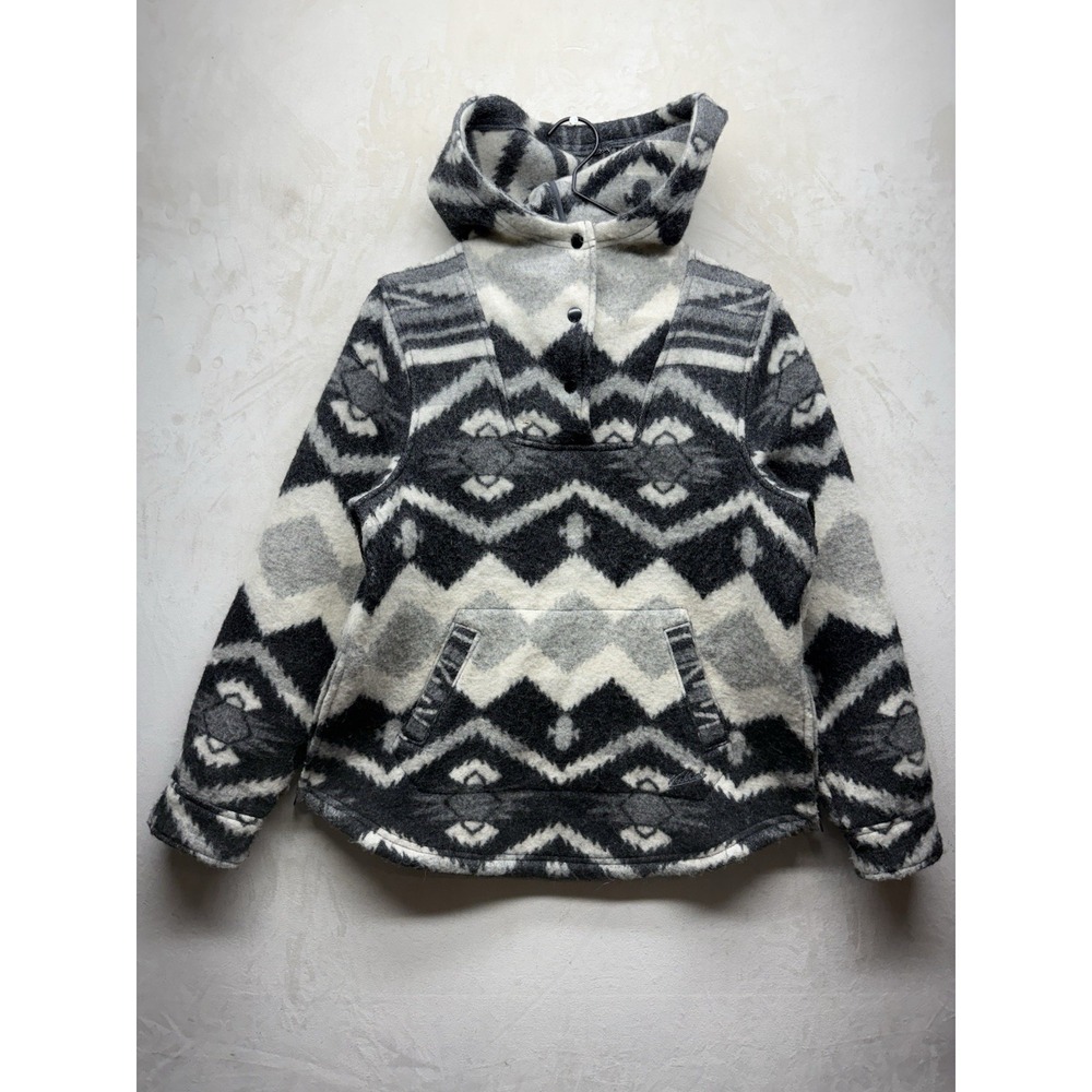 Woolrich Jacket Women Medium Southwestern Aztec Anorak Hooded Pullover Coat Wool